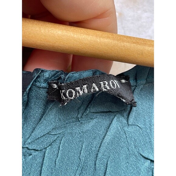 Komarov teal satin mesh dress size small - Picture 5 of 12